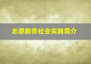 志愿服务社会实践简介