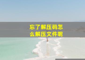 忘了解压码怎么解压文件呢