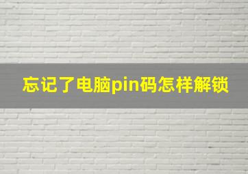 忘记了电脑pin码怎样解锁