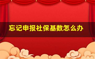 忘记申报社保基数怎么办