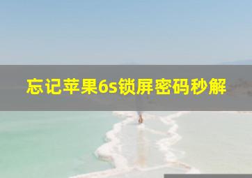 忘记苹果6s锁屏密码秒解