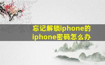 忘记解锁iphone的iphone密码怎么办