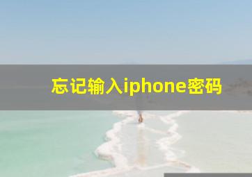 忘记输入iphone密码