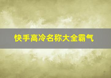 快手高冷名称大全霸气