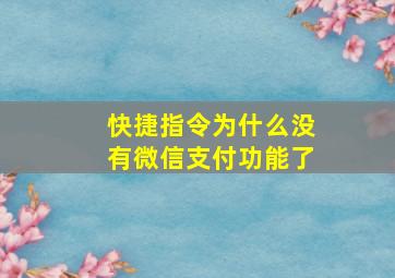 快捷指令为什么没有微信支付功能了