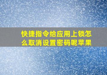 快捷指令给应用上锁怎么取消设置密码呢苹果