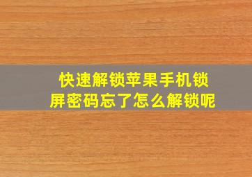 快速解锁苹果手机锁屏密码忘了怎么解锁呢