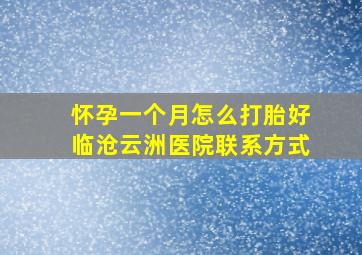 怀孕一个月怎么打胎好临沧云洲医院联系方式