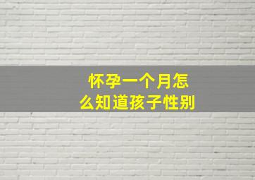 怀孕一个月怎么知道孩子性别