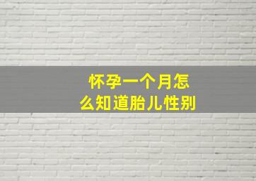 怀孕一个月怎么知道胎儿性别