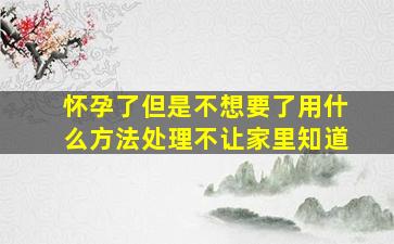 怀孕了但是不想要了用什么方法处理不让家里知道