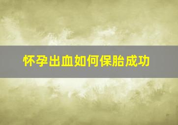 怀孕出血如何保胎成功