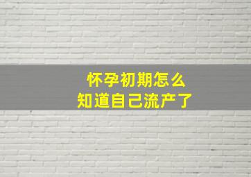 怀孕初期怎么知道自己流产了