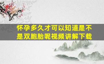 怀孕多久才可以知道是不是双胞胎呢视频讲解下载