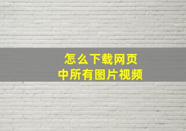 怎么下载网页中所有图片视频