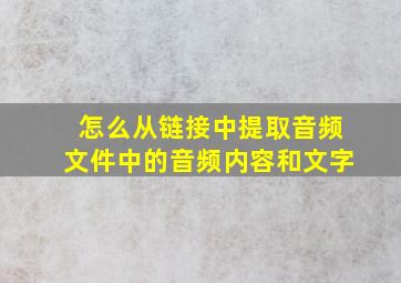 怎么从链接中提取音频文件中的音频内容和文字