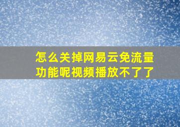 怎么关掉网易云免流量功能呢视频播放不了了