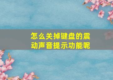 怎么关掉键盘的震动声音提示功能呢