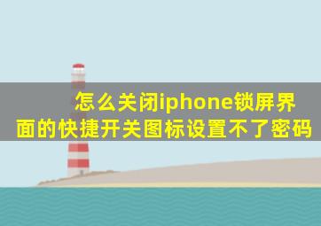 怎么关闭iphone锁屏界面的快捷开关图标设置不了密码