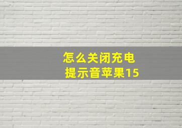 怎么关闭充电提示音苹果15