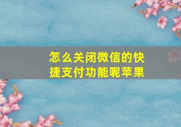 怎么关闭微信的快捷支付功能呢苹果