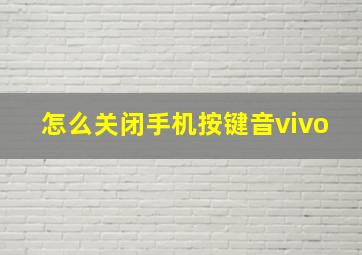 怎么关闭手机按键音vivo