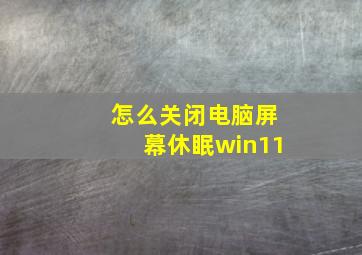 怎么关闭电脑屏幕休眠win11