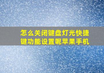 怎么关闭键盘灯光快捷键功能设置呢苹果手机