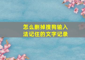 怎么删掉搜狗输入法记住的文字记录