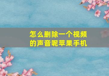 怎么删除一个视频的声音呢苹果手机