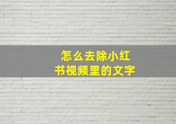 怎么去除小红书视频里的文字