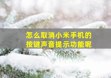 怎么取消小米手机的按键声音提示功能呢