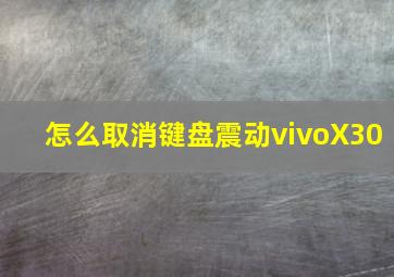 怎么取消键盘震动vivoX30