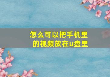 怎么可以把手机里的视频放在u盘里