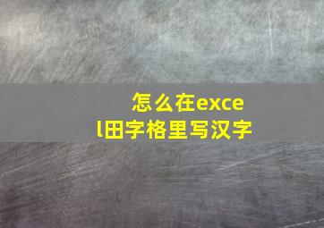 怎么在excel田字格里写汉字