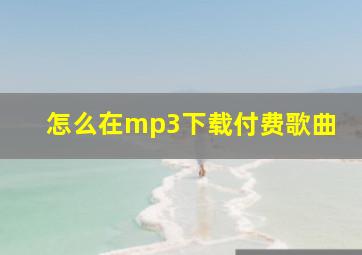 怎么在mp3下载付费歌曲