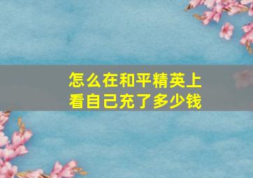 怎么在和平精英上看自己充了多少钱