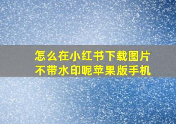 怎么在小红书下载图片不带水印呢苹果版手机