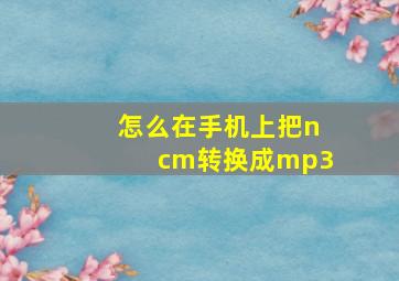 怎么在手机上把ncm转换成mp3