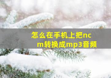 怎么在手机上把ncm转换成mp3音频