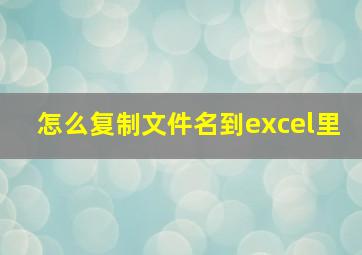 怎么复制文件名到excel里