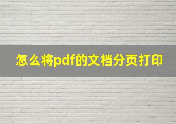 怎么将pdf的文档分页打印