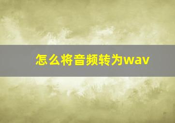 怎么将音频转为wav