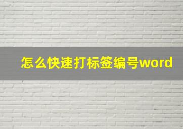 怎么快速打标签编号word