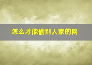 怎么才能偷别人家的网