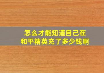 怎么才能知道自己在和平精英充了多少钱啊