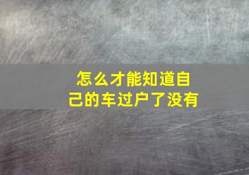 怎么才能知道自己的车过户了没有