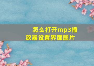 怎么打开mp3播放器设置界面图片