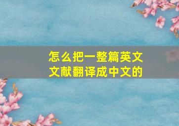 怎么把一整篇英文文献翻译成中文的