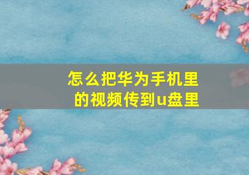 怎么把华为手机里的视频传到u盘里